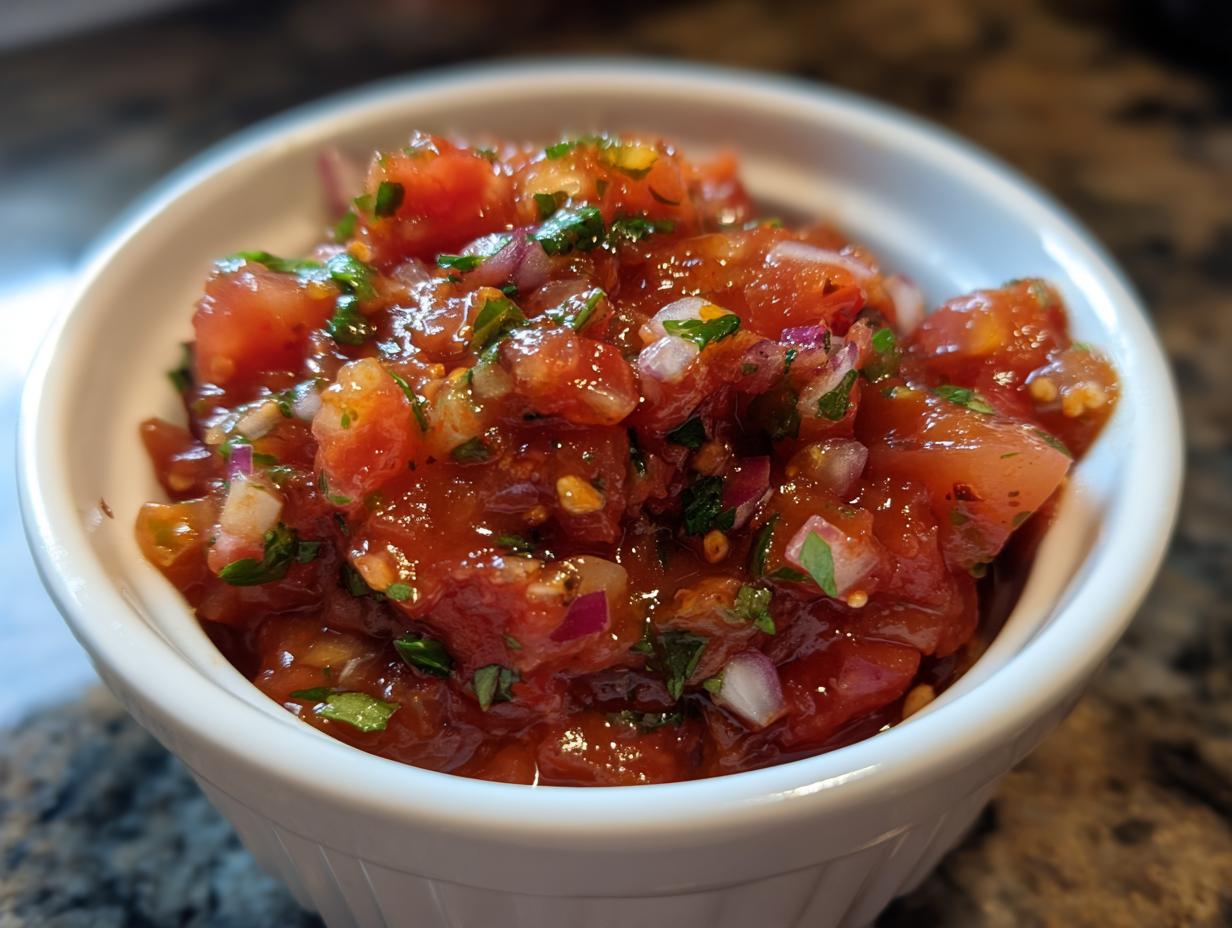 Tomato Salsa With Tomato Paste Thickened Salsa