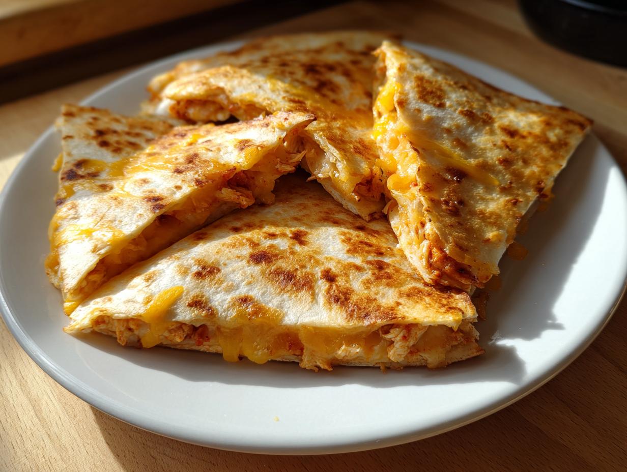 5-Ingredient Air Fryer BBQ Chicken Quesadilla Wedges – Irresistibly Crispy!