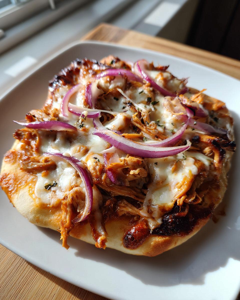 Air Fryer BBQ Chicken Flatbread with Red Onions - detail 1