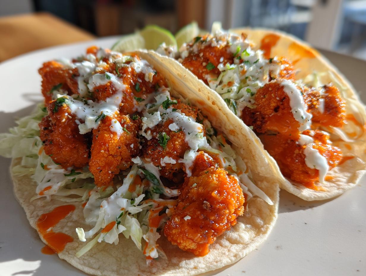 Irresistible 30-Min Air Fryer Buffalo Cauliflower Tacos with Creamy Slaw