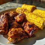 Air Fryer Cajun Garlic Butter Chicken and Corn