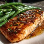 Air Fryer Cajun Garlic Butter Salmon and Green Beans