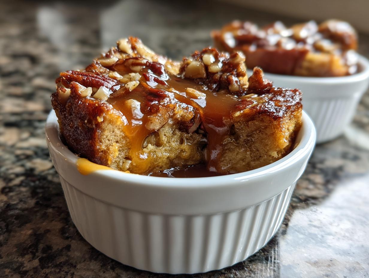Irresistible Air Fryer Caramel Pecan Bread Pudding Cups in 30 Minutes