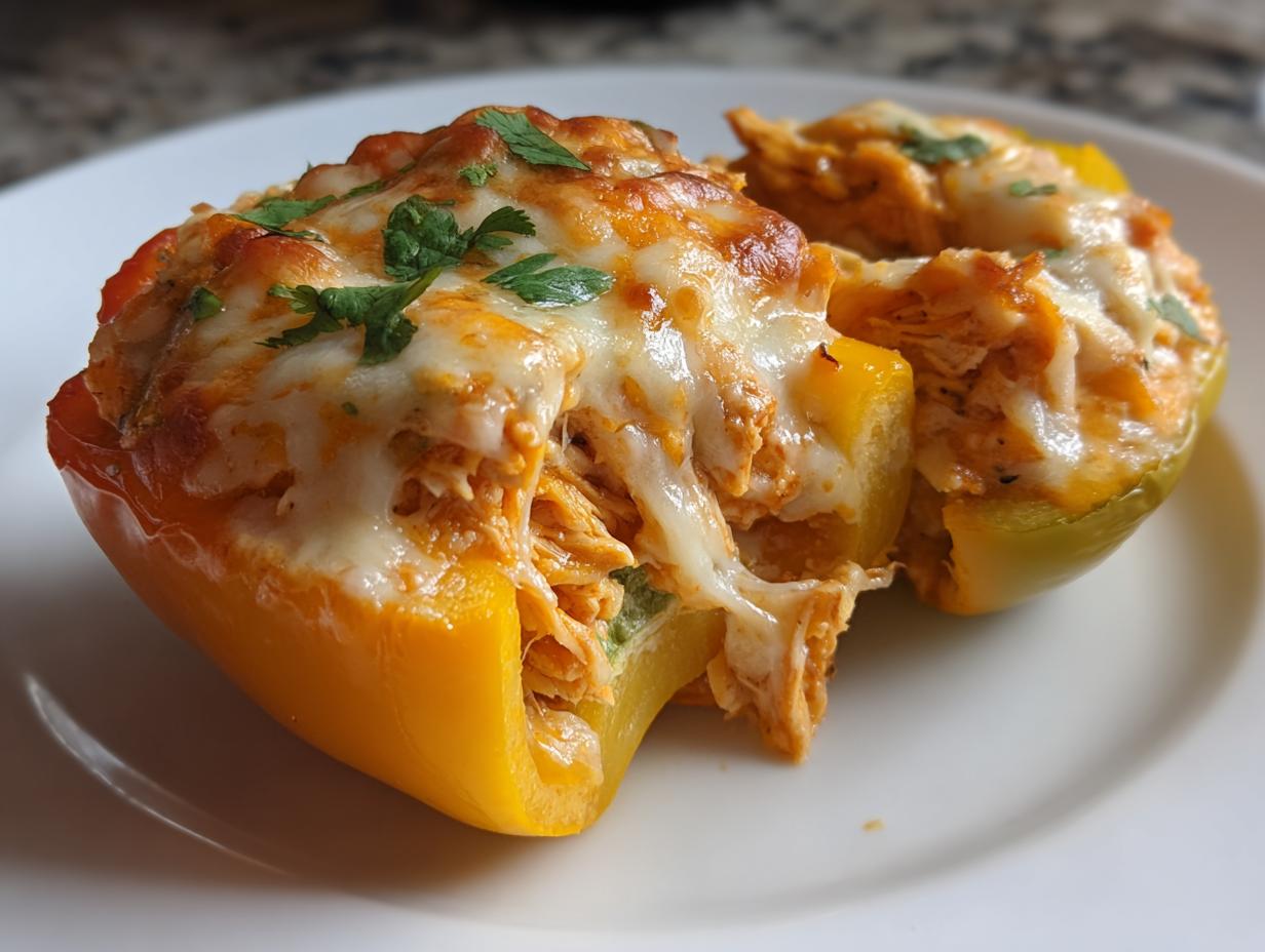 25-Minute Air Fryer Cheesy Chicken Enchilada Stuffed Peppers – Irresistible!