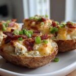 Air Fryer Cheesy Loaded Twice-Baked Potato Boats
