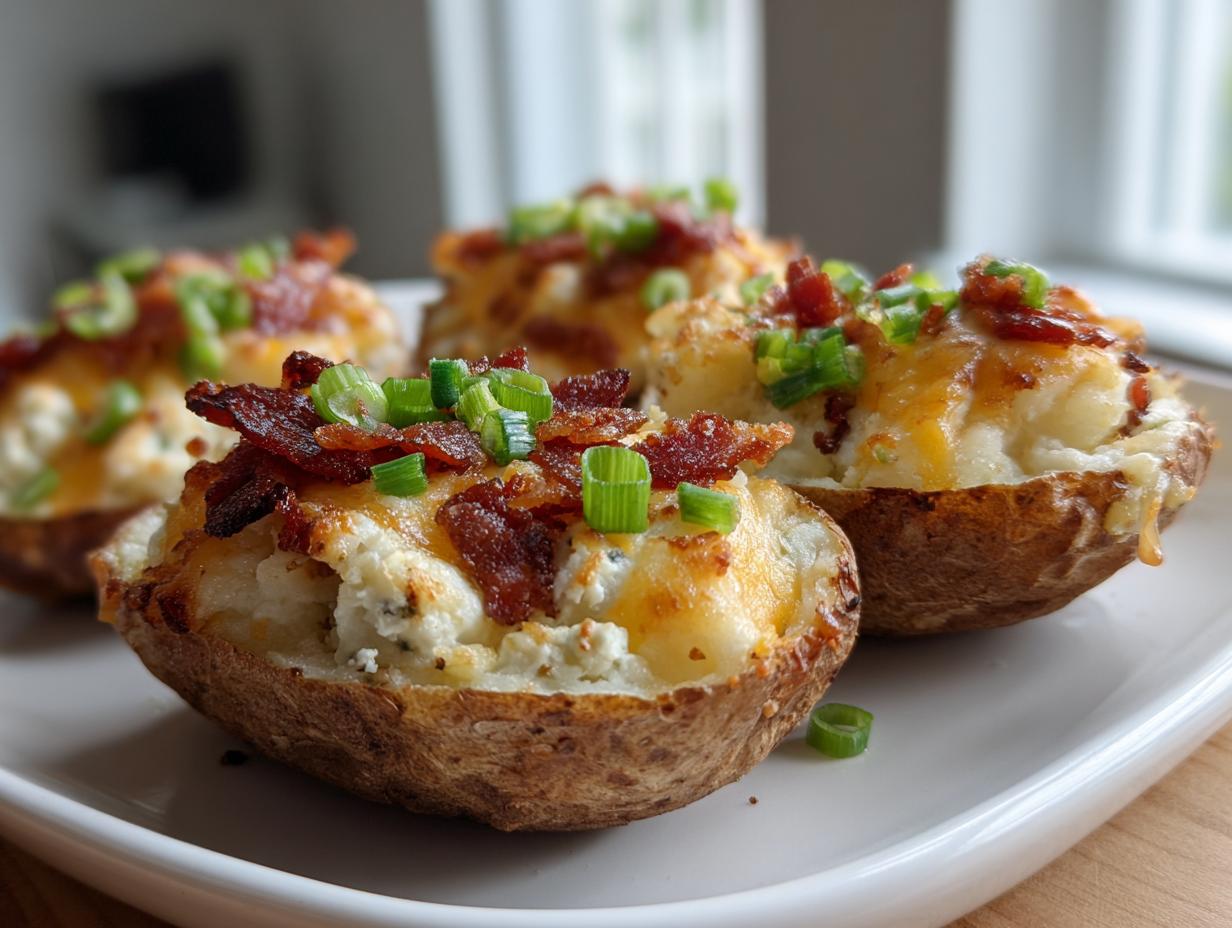 35-Minute Air Fryer Cheesy Loaded Twice-Baked Potato Boats Revealed