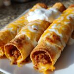 Air Fryer Chili Cheese Dog Taquitos with Halal Beef Franks
