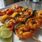 Air Fryer Chili Lime Shrimp Skewers with Veggies