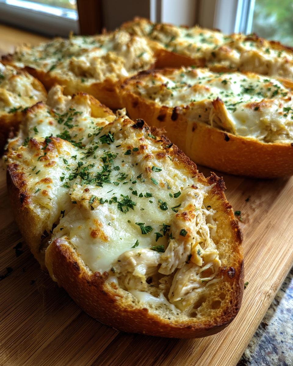 Air Fryer Creamy Chicken Alfredo Garlic Bread Boats - detail 1