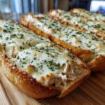 Air Fryer Creamy Chicken Alfredo Garlic Bread Boats