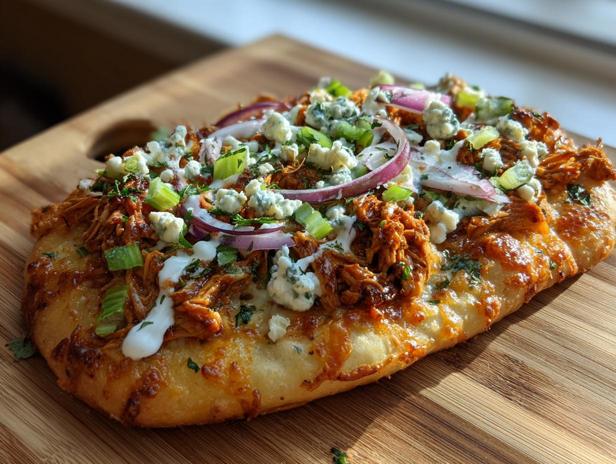 Irresistible 20-Minute Air Fryer Crispy Buffalo Chicken Flatbread Pizzas