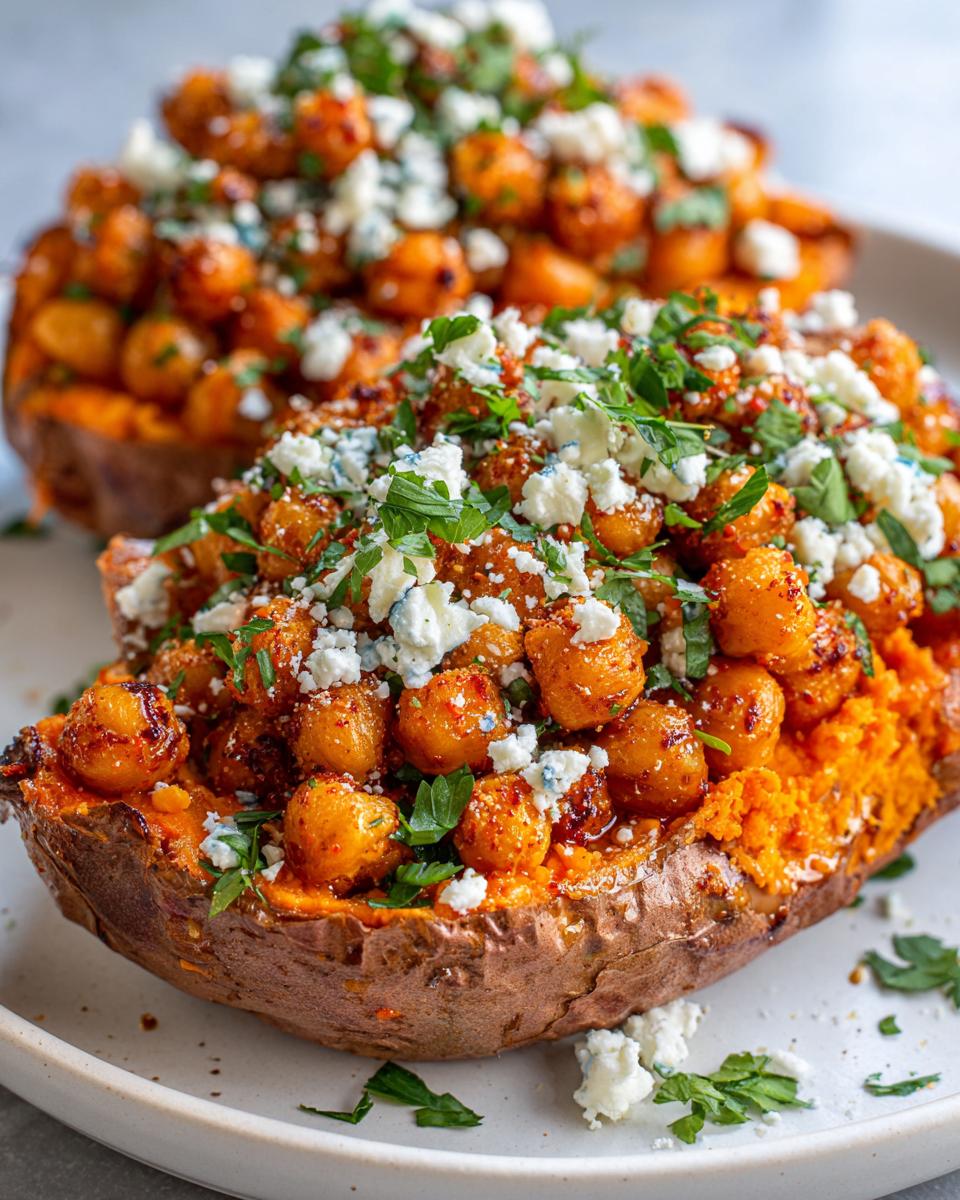 Air Fryer Crispy Buffalo Chickpea Stuffed Sweet Potatoes - detail 1