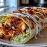 Air Fryer Crispy Chicken Bacon Ranch Wraps (use halal beef or turkey “bacon”)