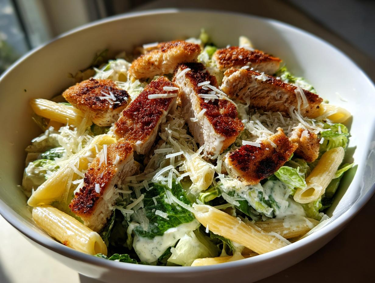 30-Minute Air Fryer Crispy Chicken Caesar Pasta Salad Bowls