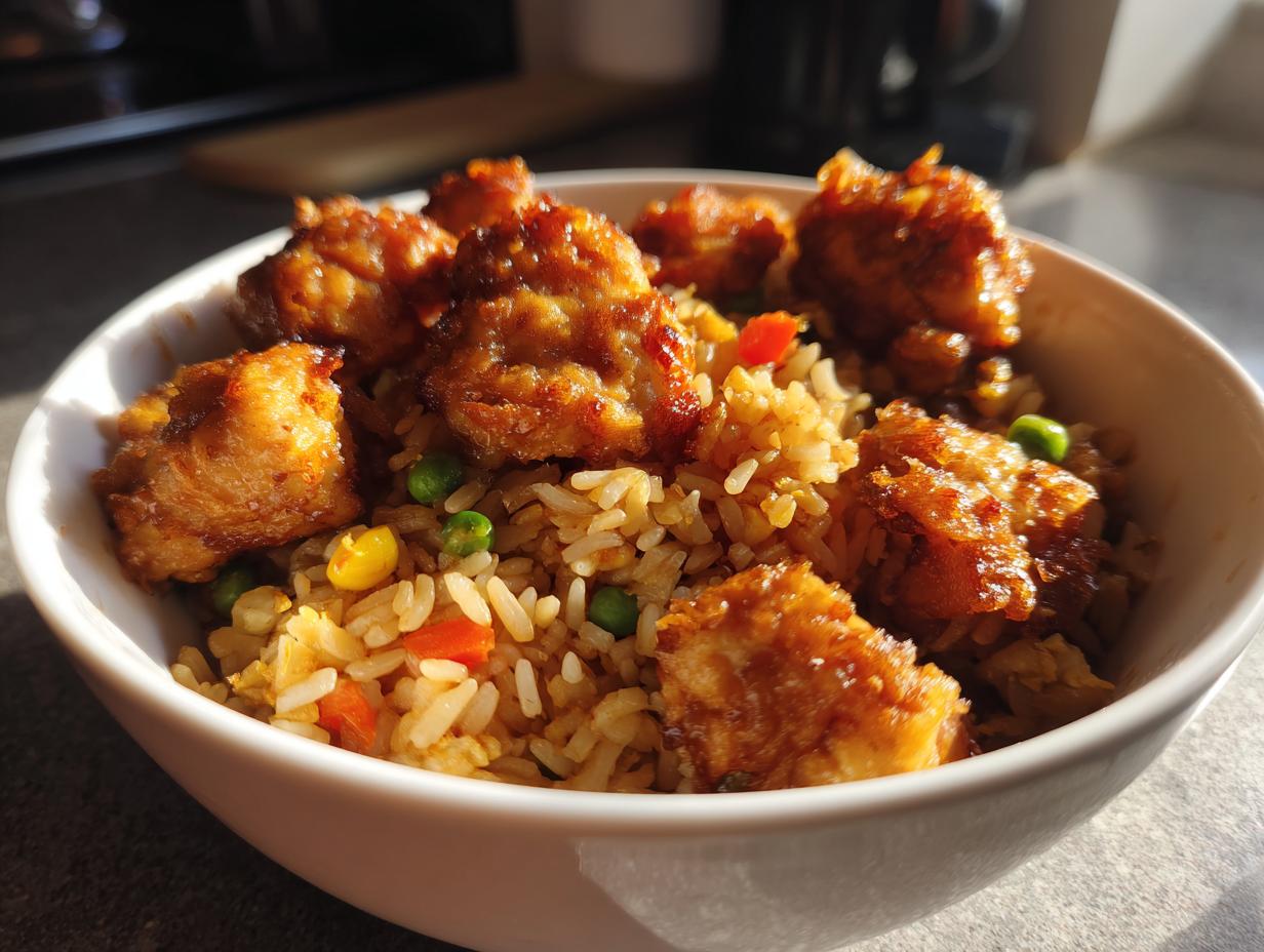 25-Minute Air Fryer Crispy Chicken Fried Rice in One Basket