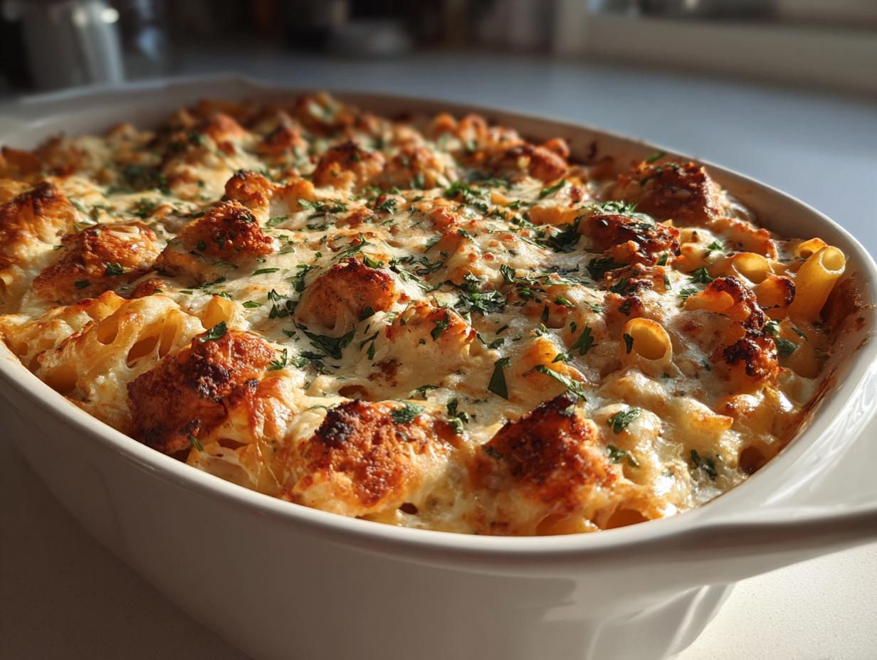 30-Minute Air Fryer Crispy Chicken Ranch Pasta Bake Heaven