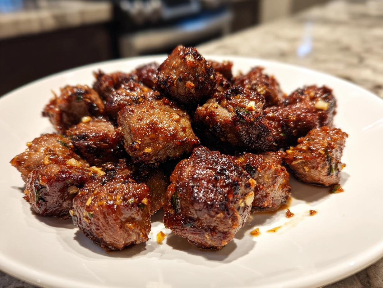 8-Minute Air Fryer Crispy Garlic Butter Beef Bites You’ll Crave
