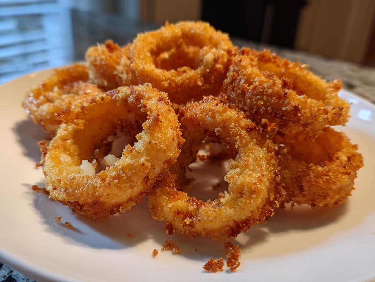 30-Minute Air Fryer Crispy Garlic Parmesan Onion Rings – Irresistible Crunch