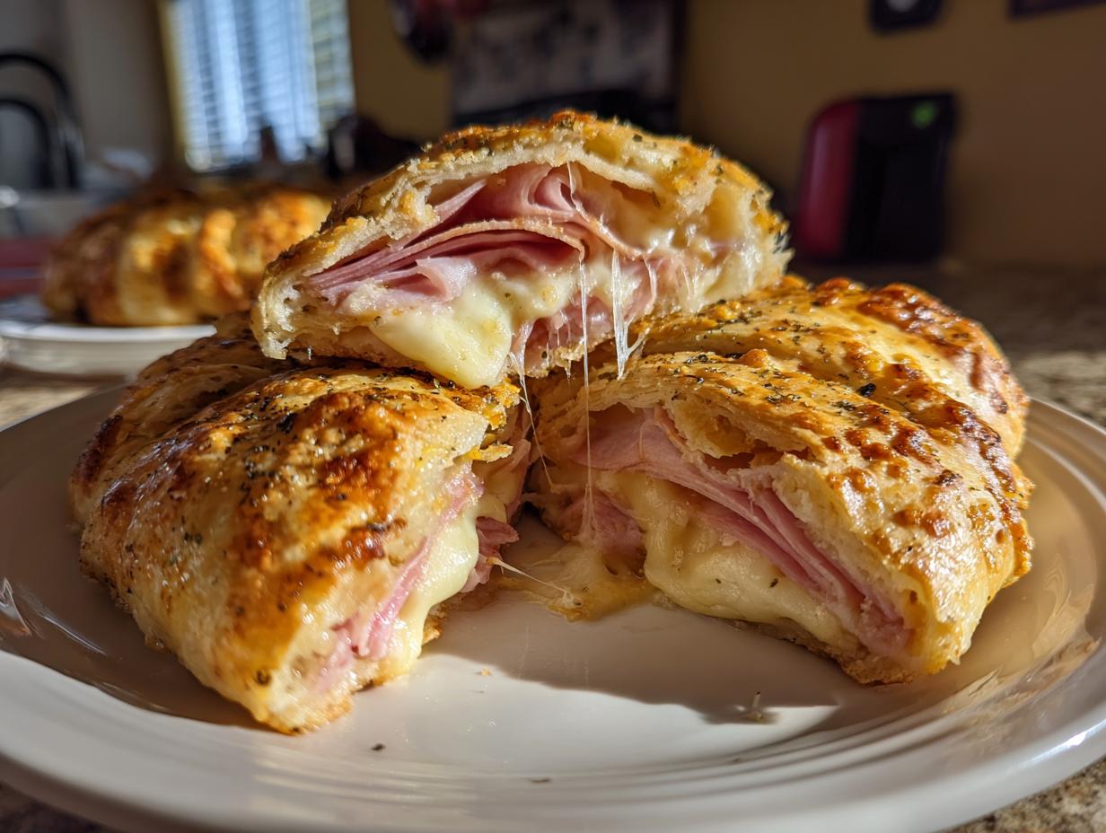 Crispy Air Fryer Ham and Swiss Stromboli Rolls in 25 Minutes