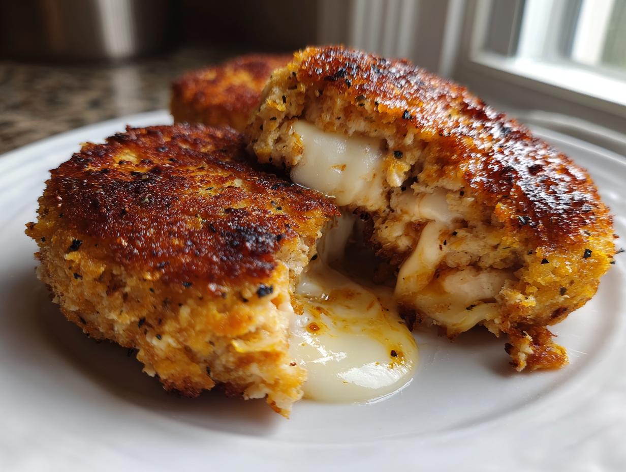 Air Fryer Crispy Mozzarella-Stuffed Chicken Patties in 30 Minutes