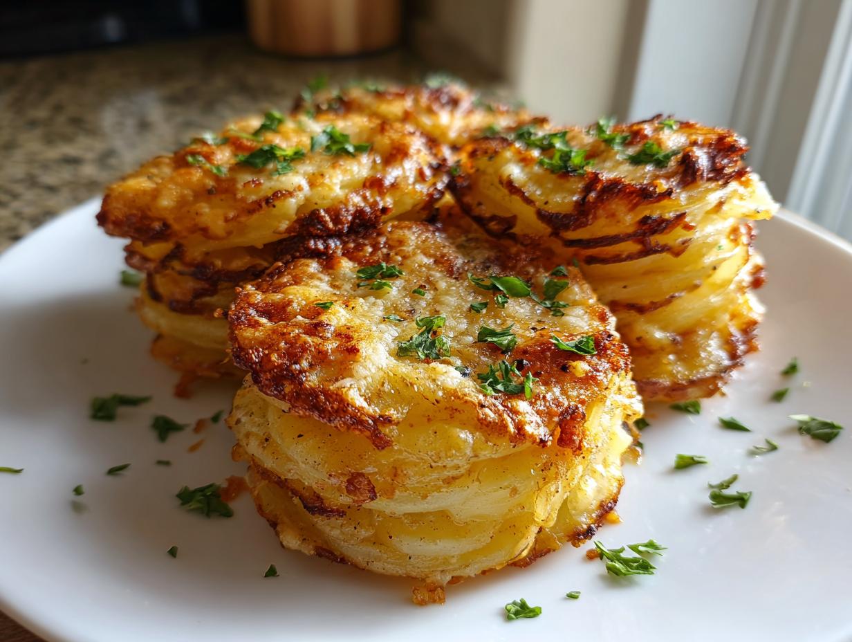 Irresistible 30-Minute Air Fryer Crispy Parmesan Potato Stacks