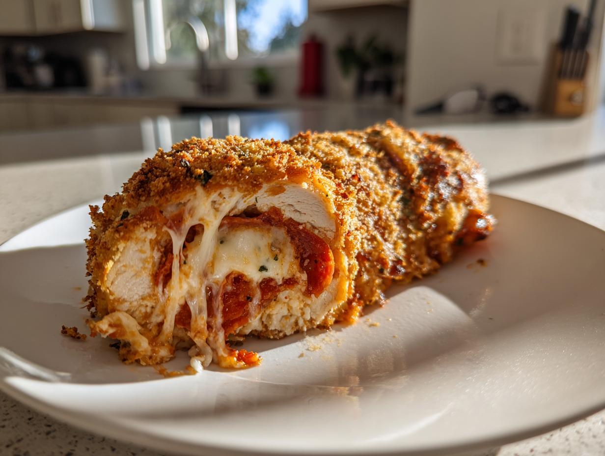 35-Minute Air Fryer Crispy Pizza Stuffed Chicken Roll-Ups You’ll Crave