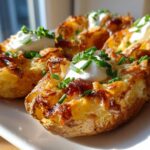 Air Fryer Crispy Potato Skins with Caramelized Onions and Cheese