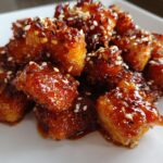 Air Fryer Crispy Tofu Nuggets with Sticky Sesame Sauce