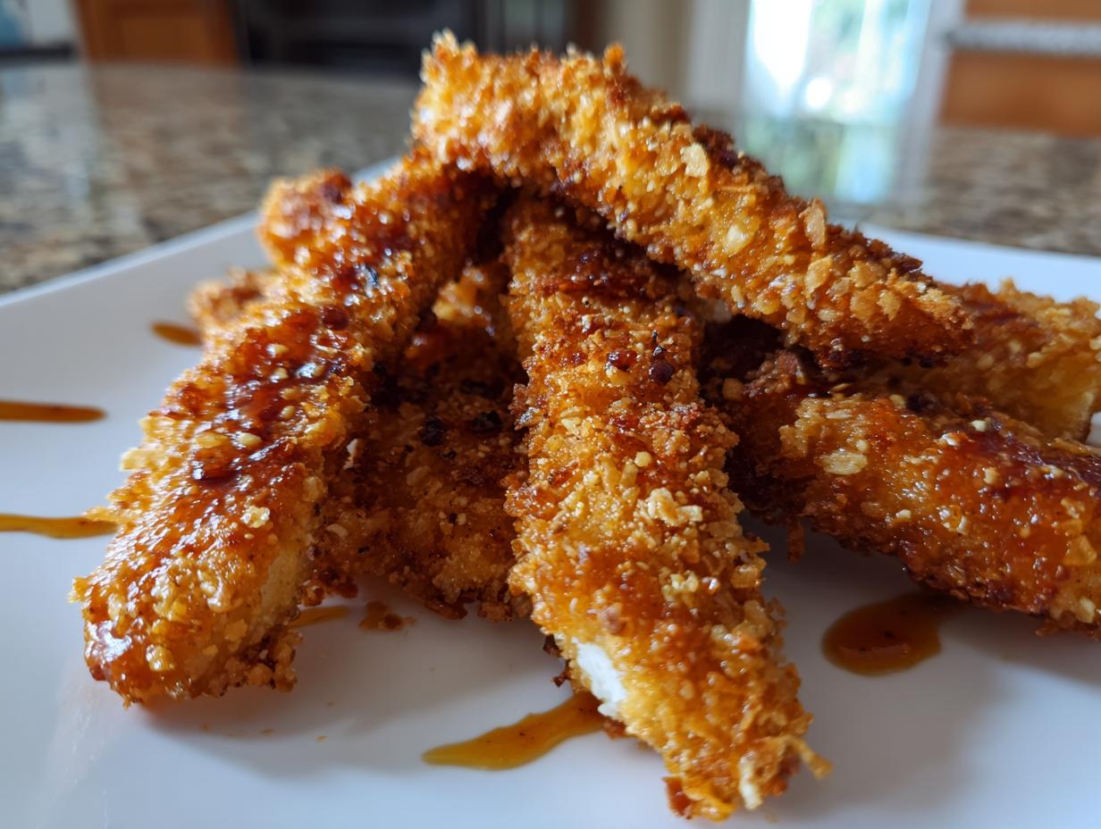 Crispy Air Fryer Tortilla Crusted Chicken Strips in 30 Minutes