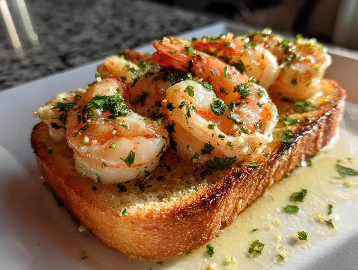 18-Minute Air Fryer Garlic Butter Shrimp Scampi Toasts – Irresistible!