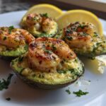 Air Fryer Garlic Butter Shrimp Stuffed Avocados
