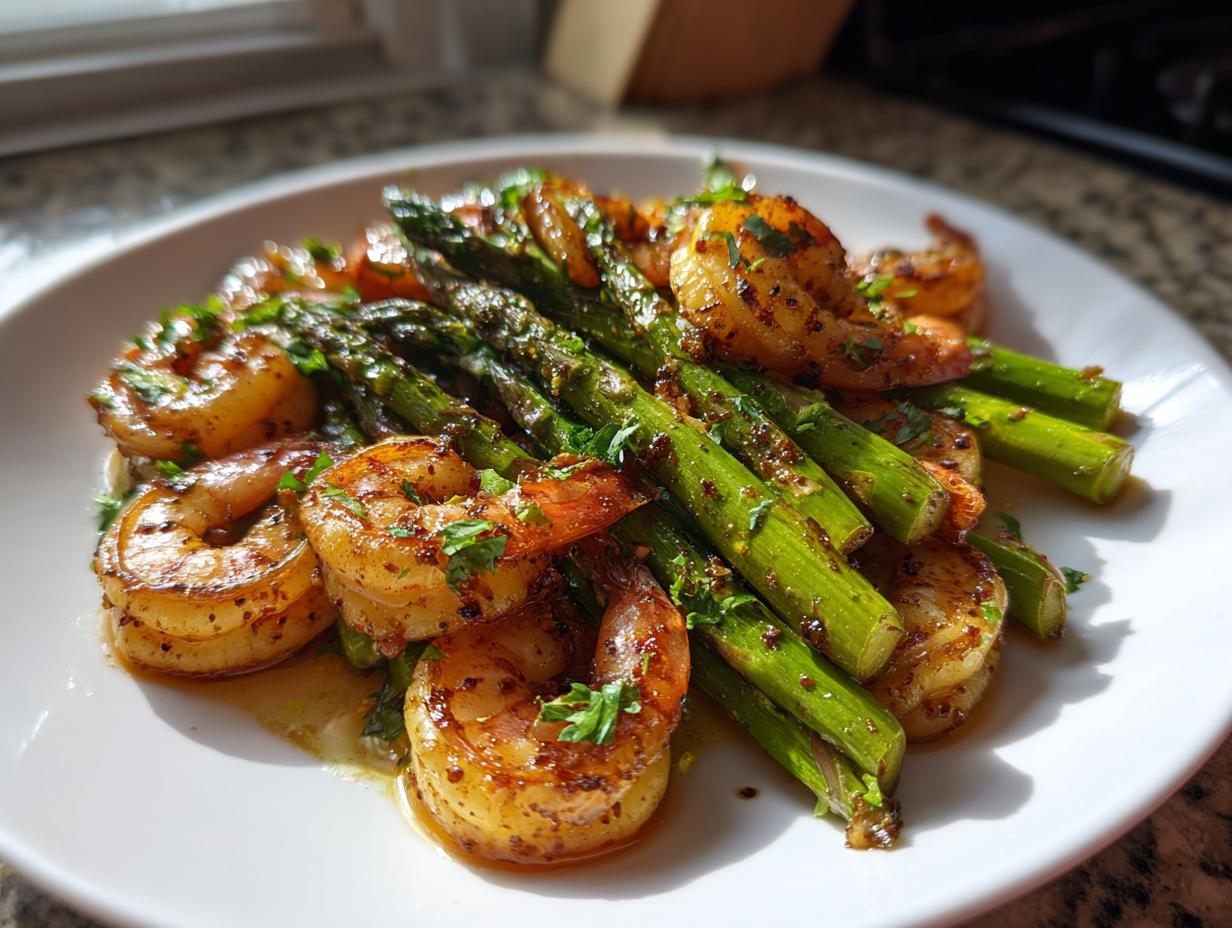 20-Minute Air Fryer Garlic Butter Shrimp and Asparagus Dinner Bliss