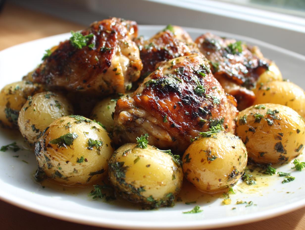 Irresistible Air Fryer Garlic Herb Chicken and Potato Skillet in 30 Minutes