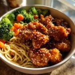 Air Fryer Honey Garlic Chicken Noodle Bowls