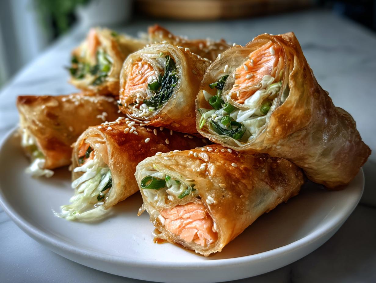 5-Star Air Fryer Honey Garlic Glazed Salmon Rice Paper Bites Recipe