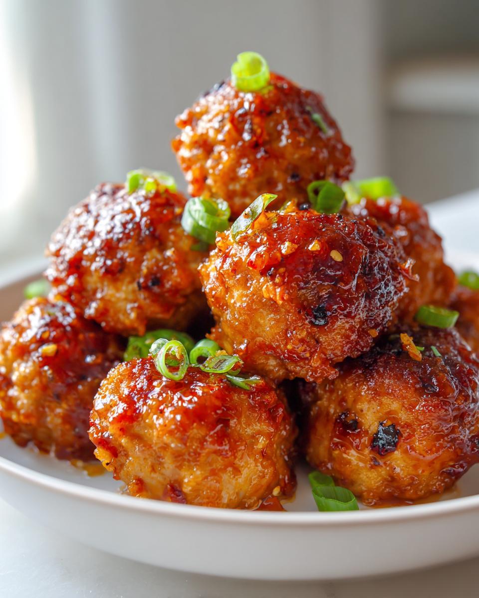 Air Fryer Honey Sriracha Glazed Chicken Meatballs - detail 1