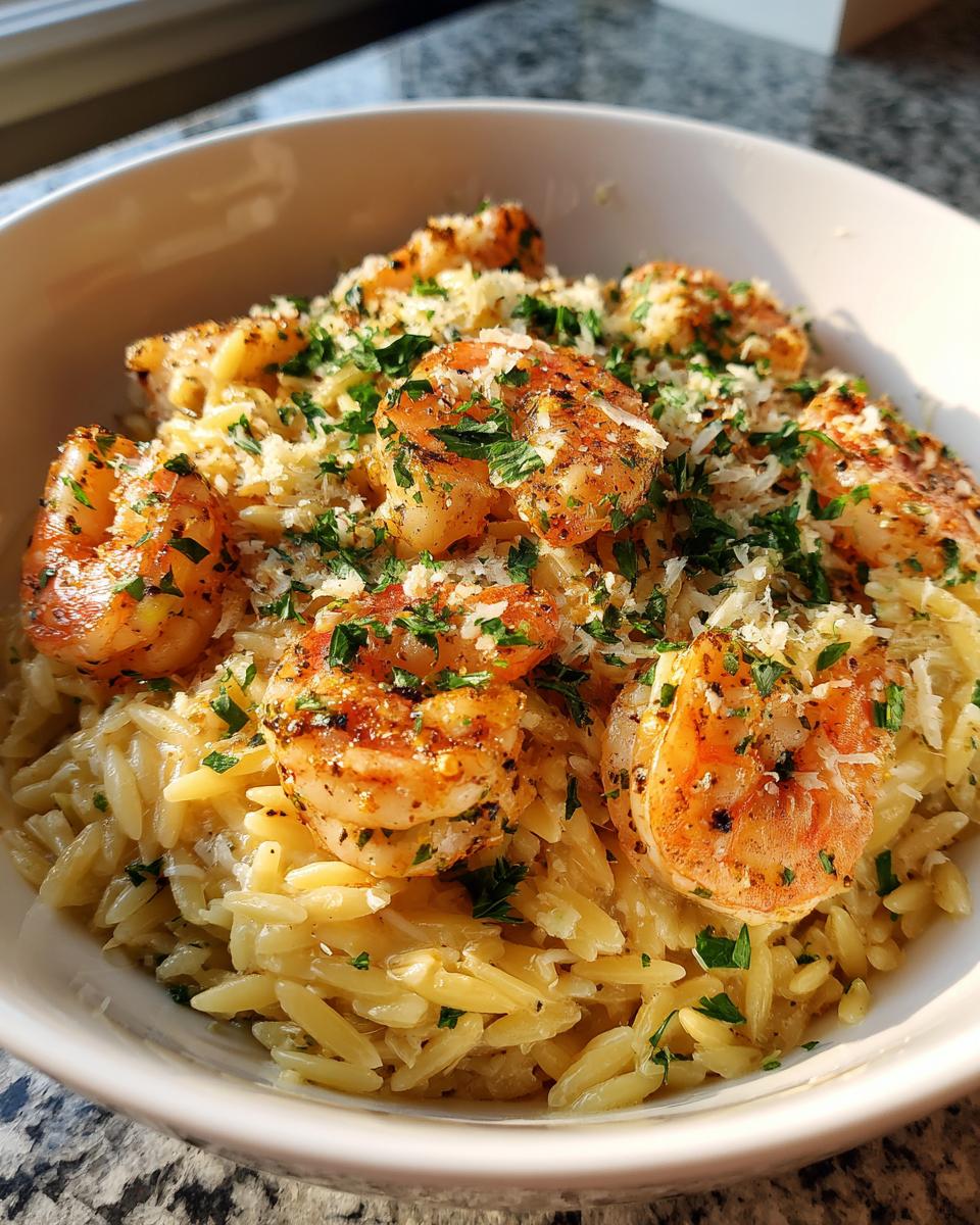Air Fryer Lemon Garlic Parmesan Shrimp Orzo - detail 1