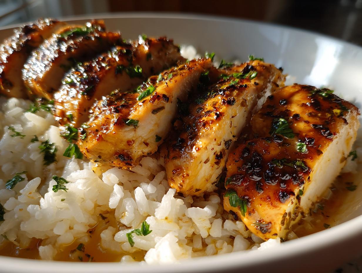 Juicy Air Fryer Lemon Herb Chicken & Rice Bowls in 30