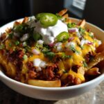 Air Fryer Loaded Chili Cheese Fries with Melty Toppings