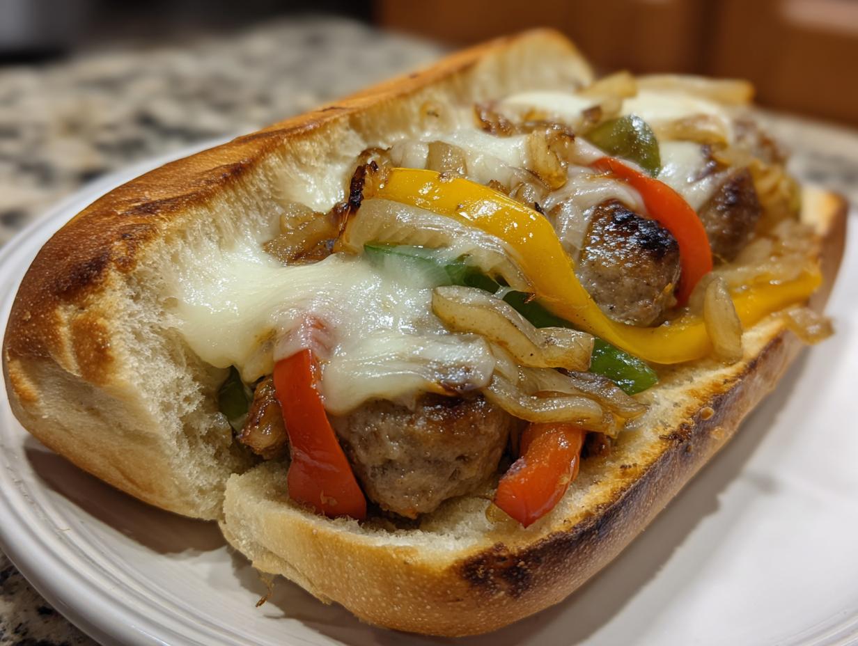 20-Minute Air Fryer Sausage, Pepper and Onion Hoagie Melts – Irresistible!