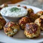 Air Fryer Spinach Feta Turkey Meatballs with Tzatziki Dip
