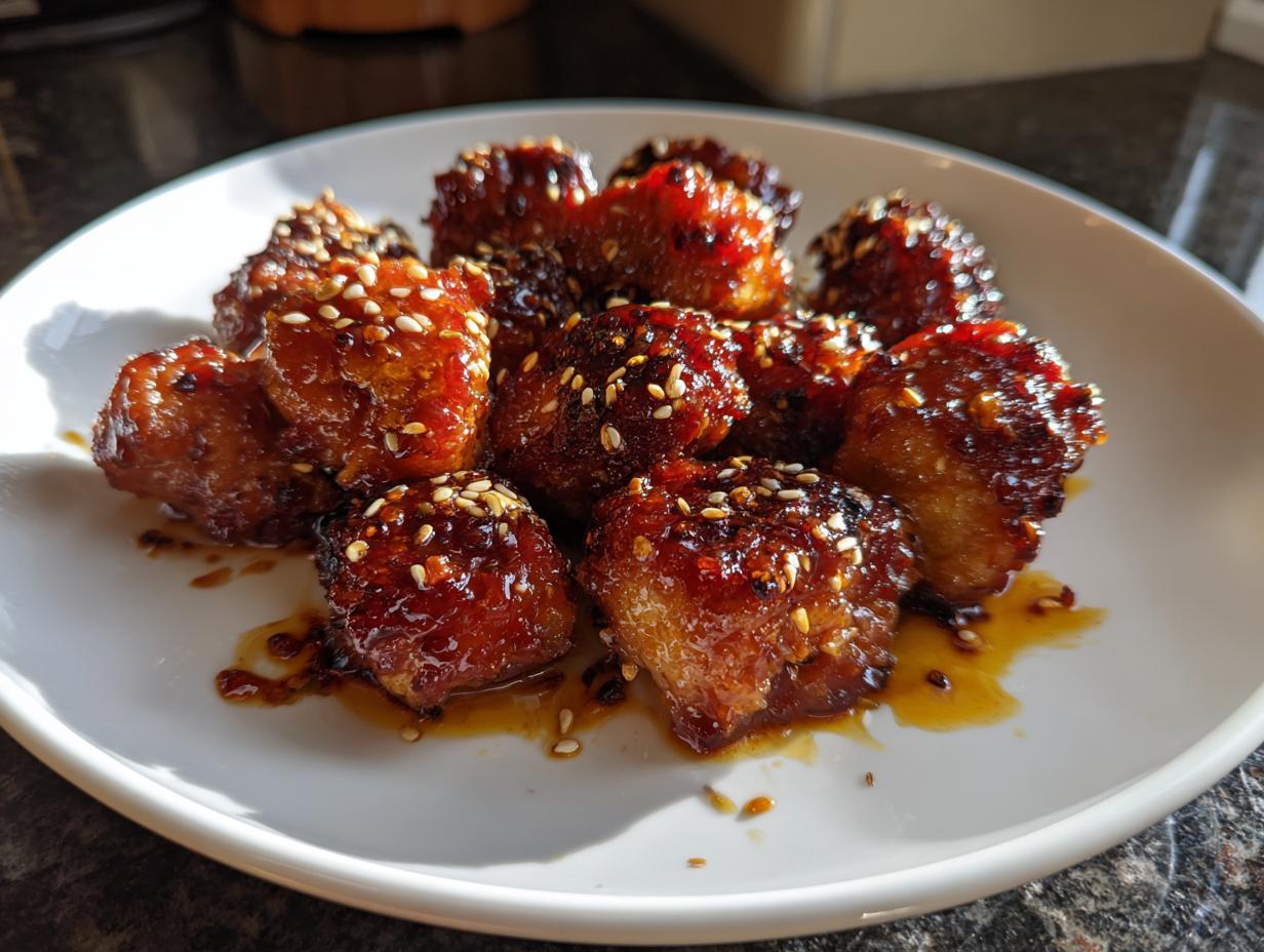 15-Minute Air Fryer Sticky Honey Sesame Chicken Thigh Cubes – Irresistible!