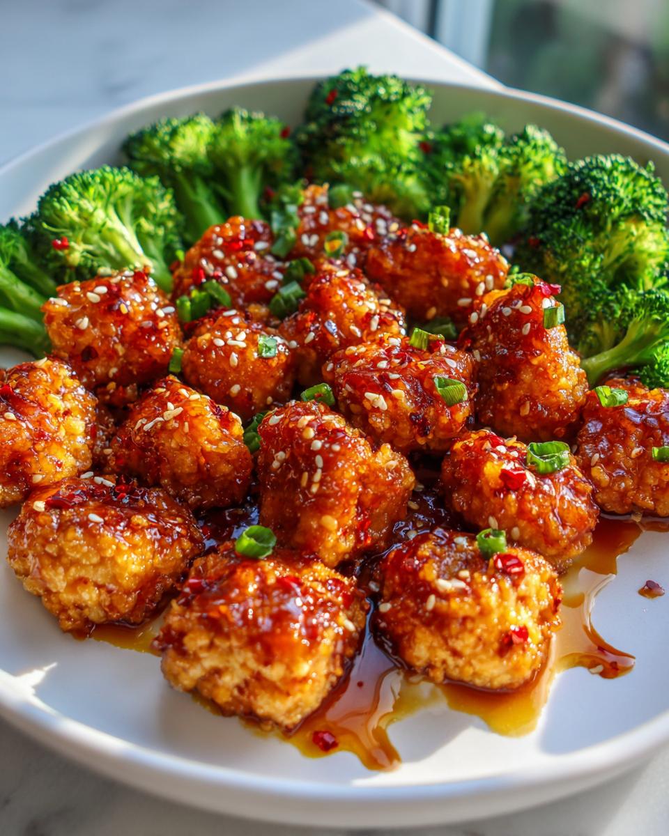 Air Fryer Sticky Orange Chicken with Broccoli Florets - detail 1
