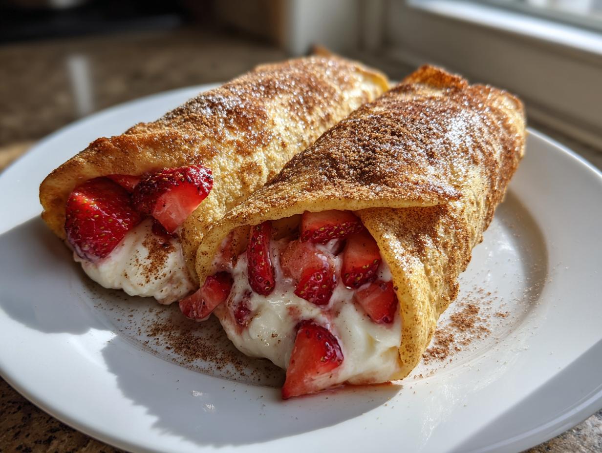 Air Fryer Strawberry Cheesecake Chimichangas