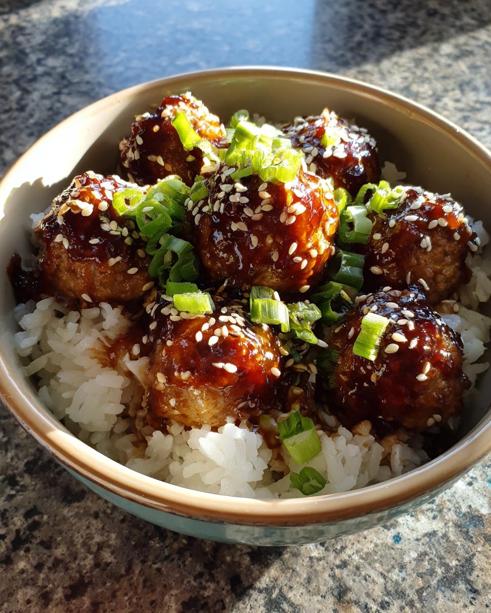 Air Fryer Teriyaki Chicken Meatball Rice Bowls - detail 1