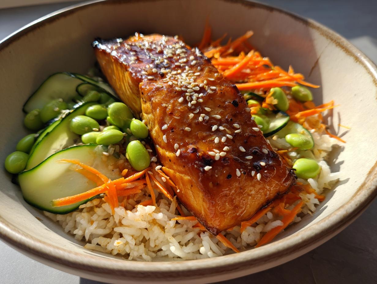 Delicious Air Fryer Teriyaki Salmon Bowls in 25 Minutes