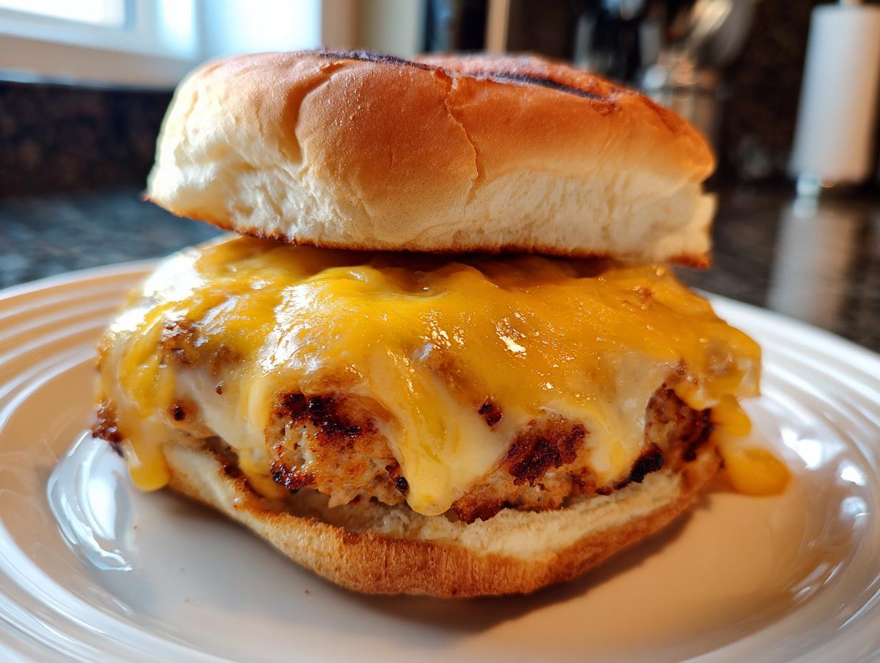 Juicy Air Fryer Turkey Smash Burgers with Cheddar in 15 Minutes