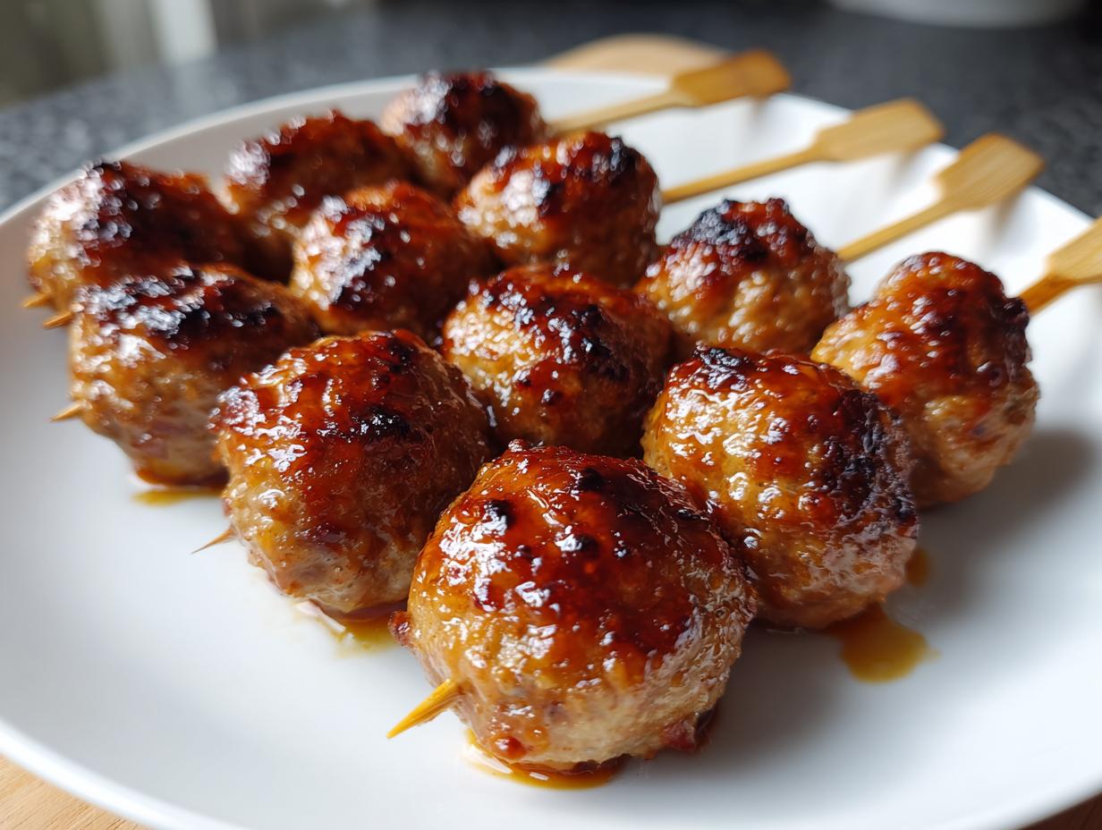 30-Minute Family-Friendly Air Fryer Honey Garlic Meatball Skewers